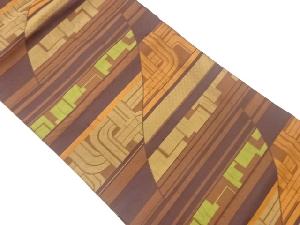 曲線に抽象模様織出し名古屋帯